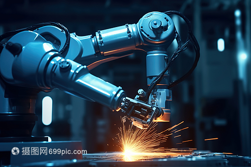 未来工厂人工智能机械臂流水线操作数字艺术