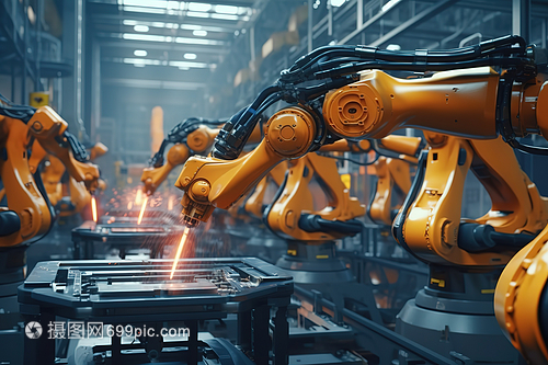 自动化机械臂在高科技制造设施中组装产品